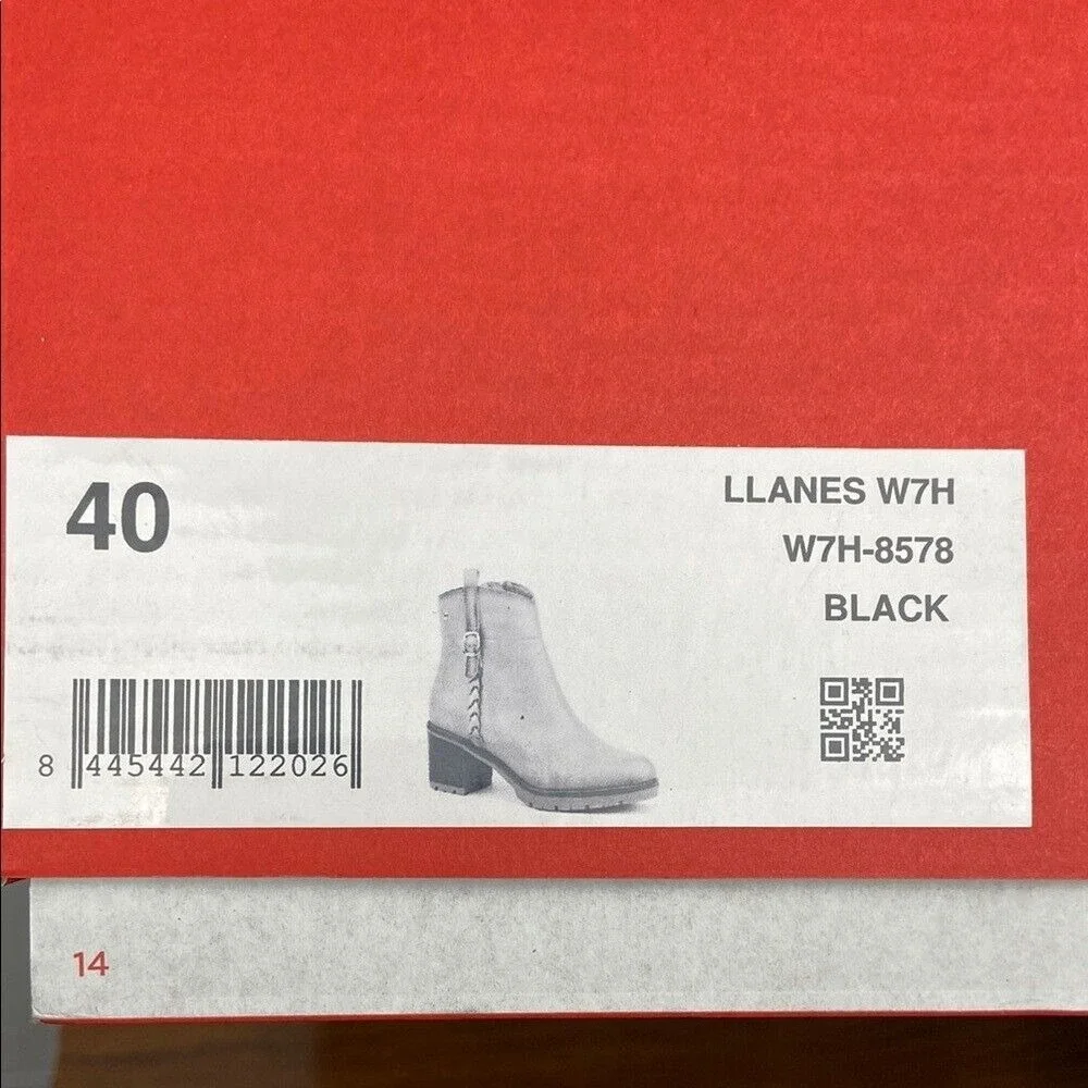 NIB Pikolinos LLANES Leather‎ Ankle Booties EU40/US 9-9.5 Black W7H-8578
